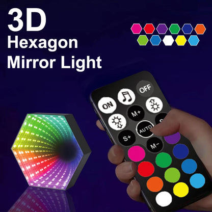 3D Hexagon Mirror Wall Light