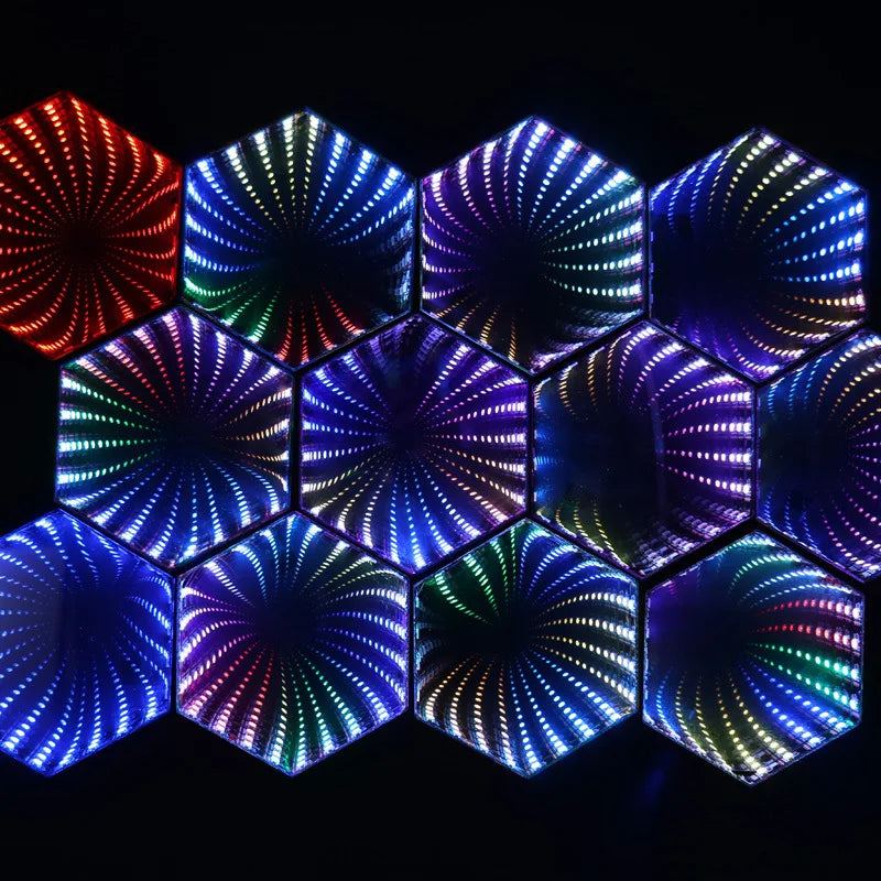 3D Hexagon Mirror Wall Light