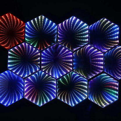 3D Hexagon Mirror Wall Light