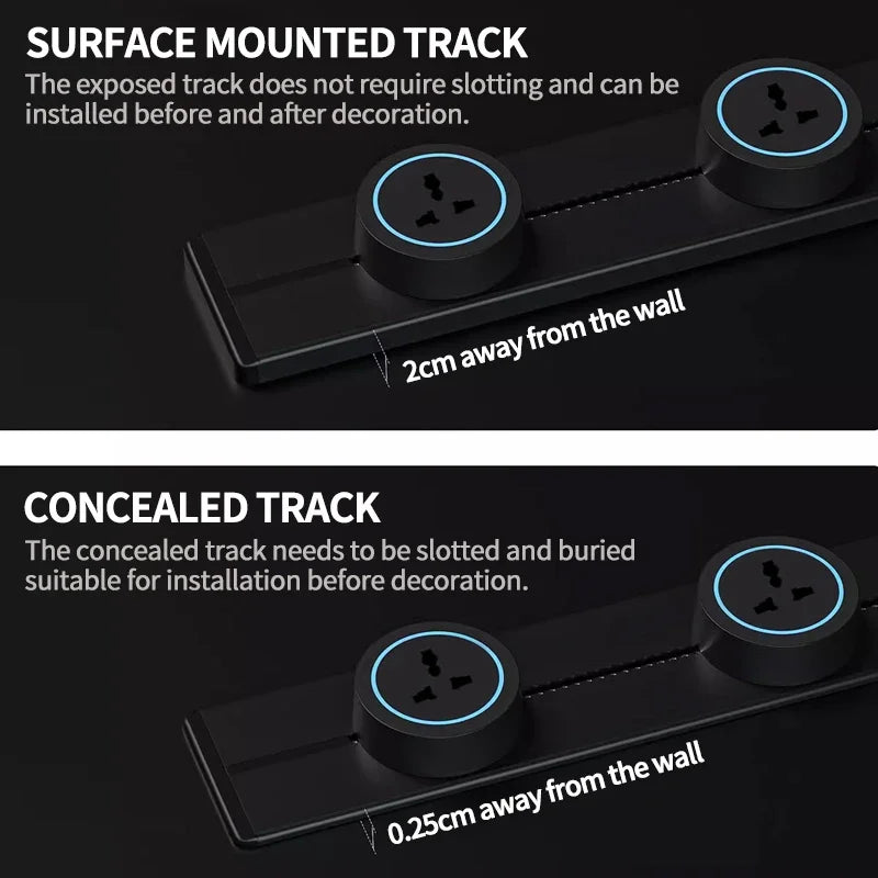 Aluminum Wall Power Rail Socket